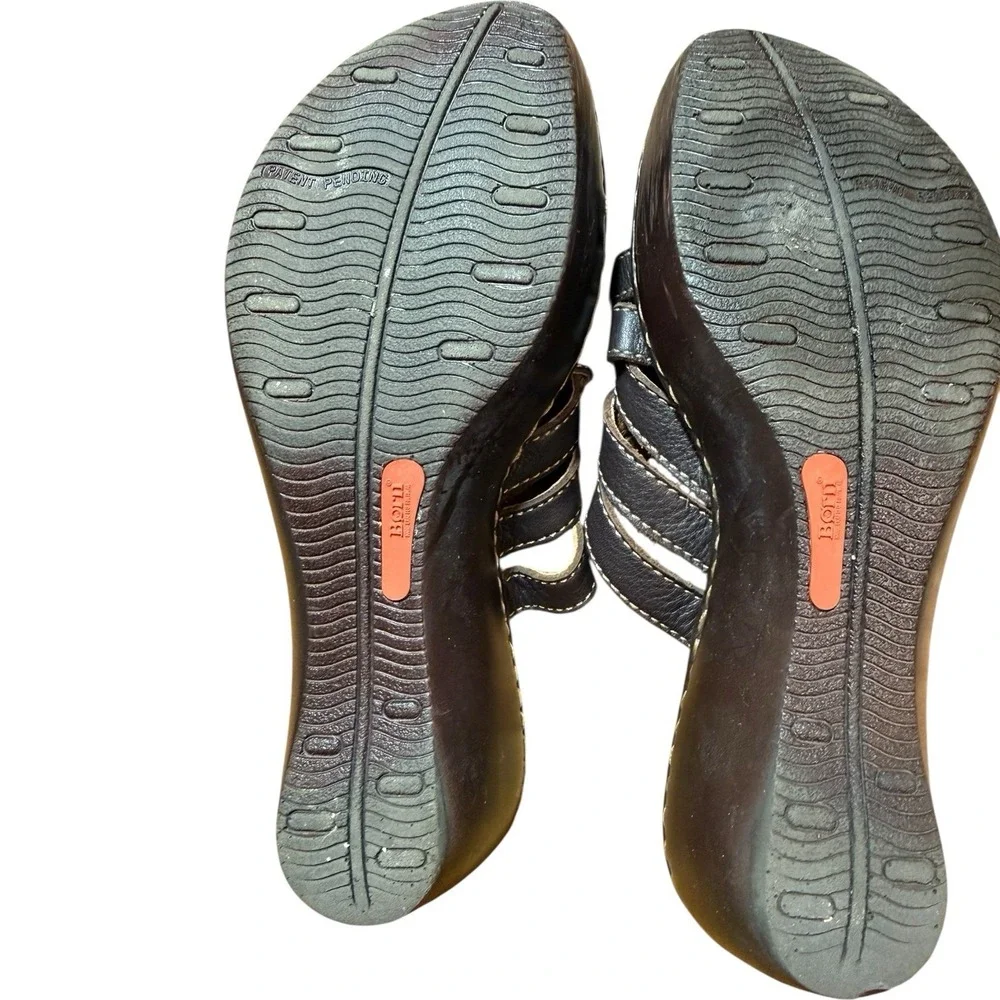 Born Brown Leather‎ Woven Strap Open Toe Slide Sandals - Women's 8 All Day Wear